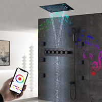 Ceiling Concealed 24inches 600mm Bluetooth Music RGB LED Shower Head Panel Set Constant Temperature Mixer Valve Faucet System