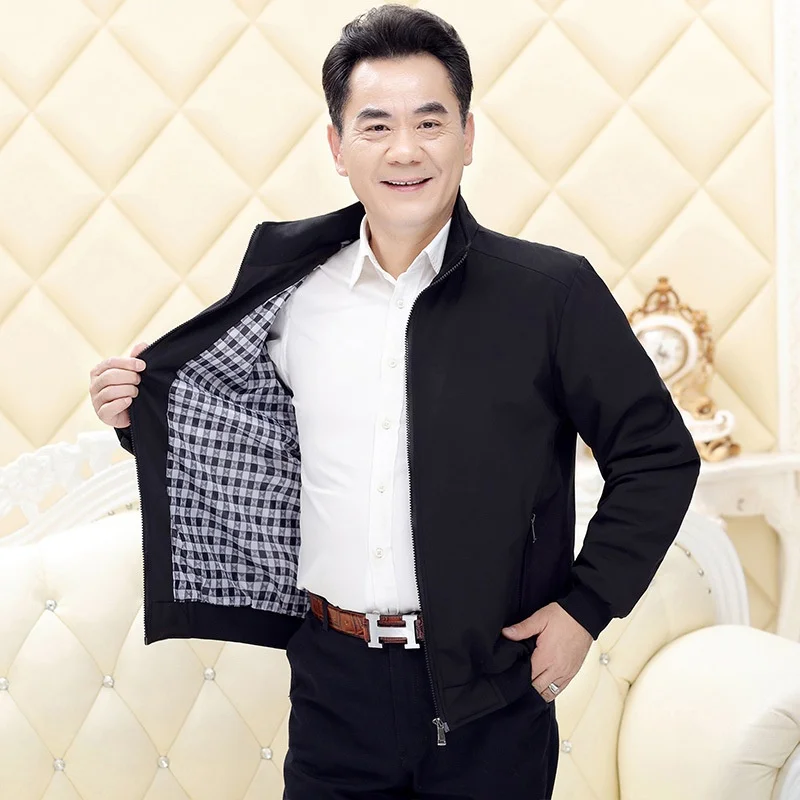 

Loose Men's Jaet 208 Autumn Faion Casual Mid-aged Dad Clothes Outerwear Comfortable Polyester Blend Long Sve Coat