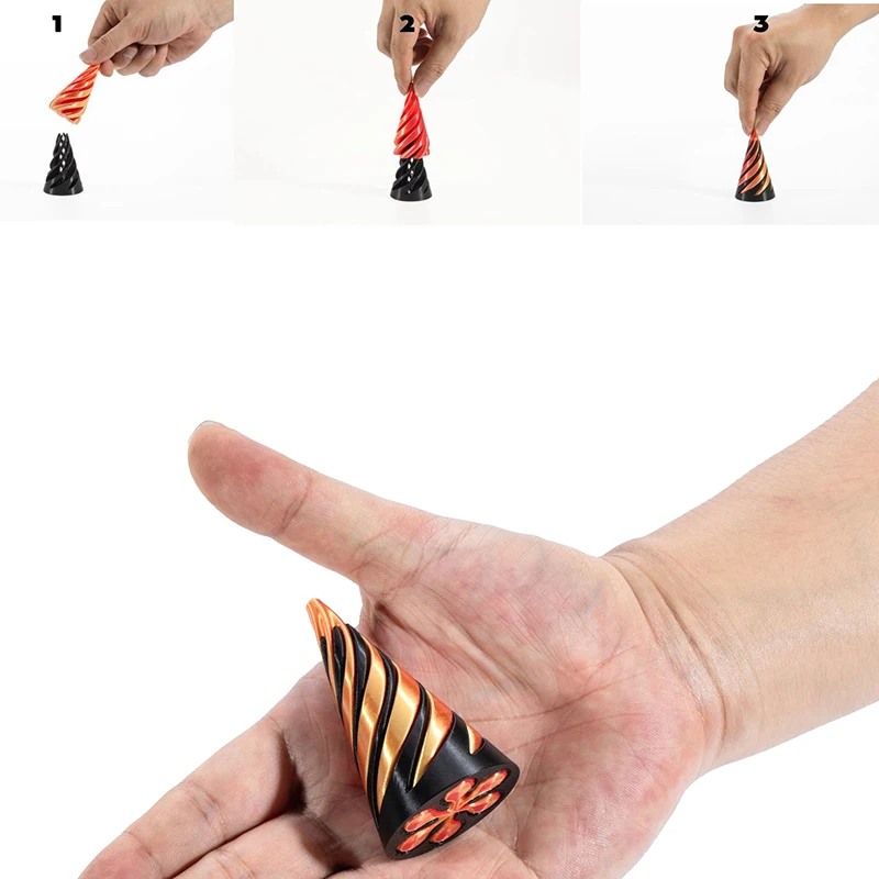 3D gedruckte Spiral kegel Spielzeug Zappeln Spielzeug unmögliche Pyramide Durchgang Skulptur Mini Wirbel Faden Illusion für Kinder und Erwachsene