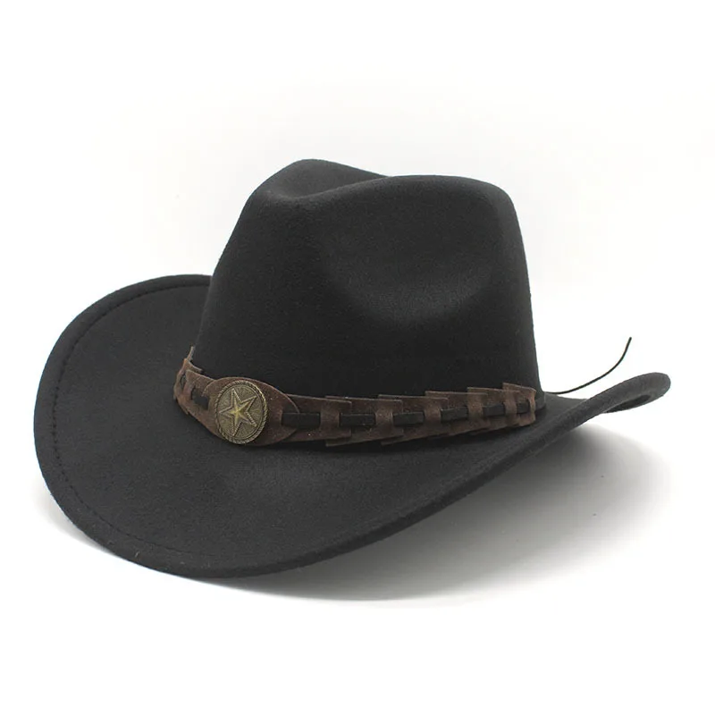 Men's Cotton Blend Western Cowboy Hat with Wide Brim and Curved Brim 57-58cm All-Season Cowboy Hat