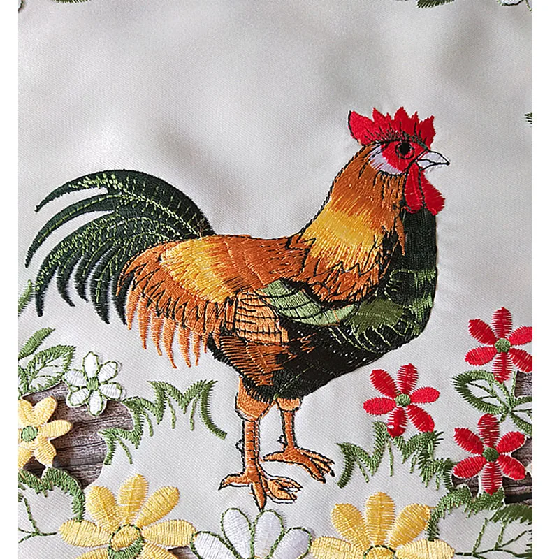 2024 HOT round Chicken embroidery table place mat pad cloth placemat kitchen Easter party Table decoration and accessories