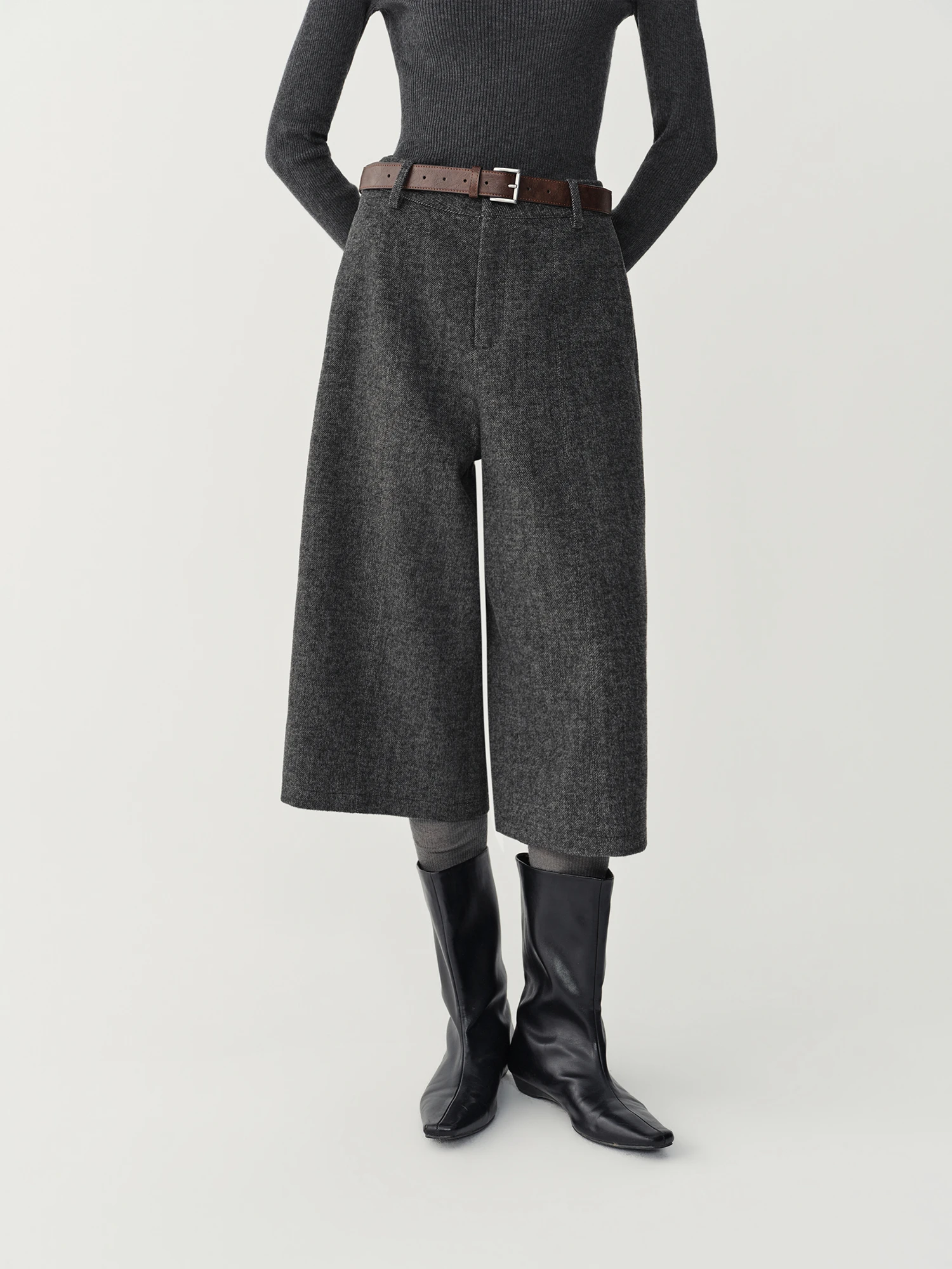 FSLE 2026 Herbst Winter Neuerscheinung Damen Shorts Mittlere Taille Gerade Weites Bein Cropped Hosen Elegante Lässige Lose Hosen für den Alltag – Detail 3
