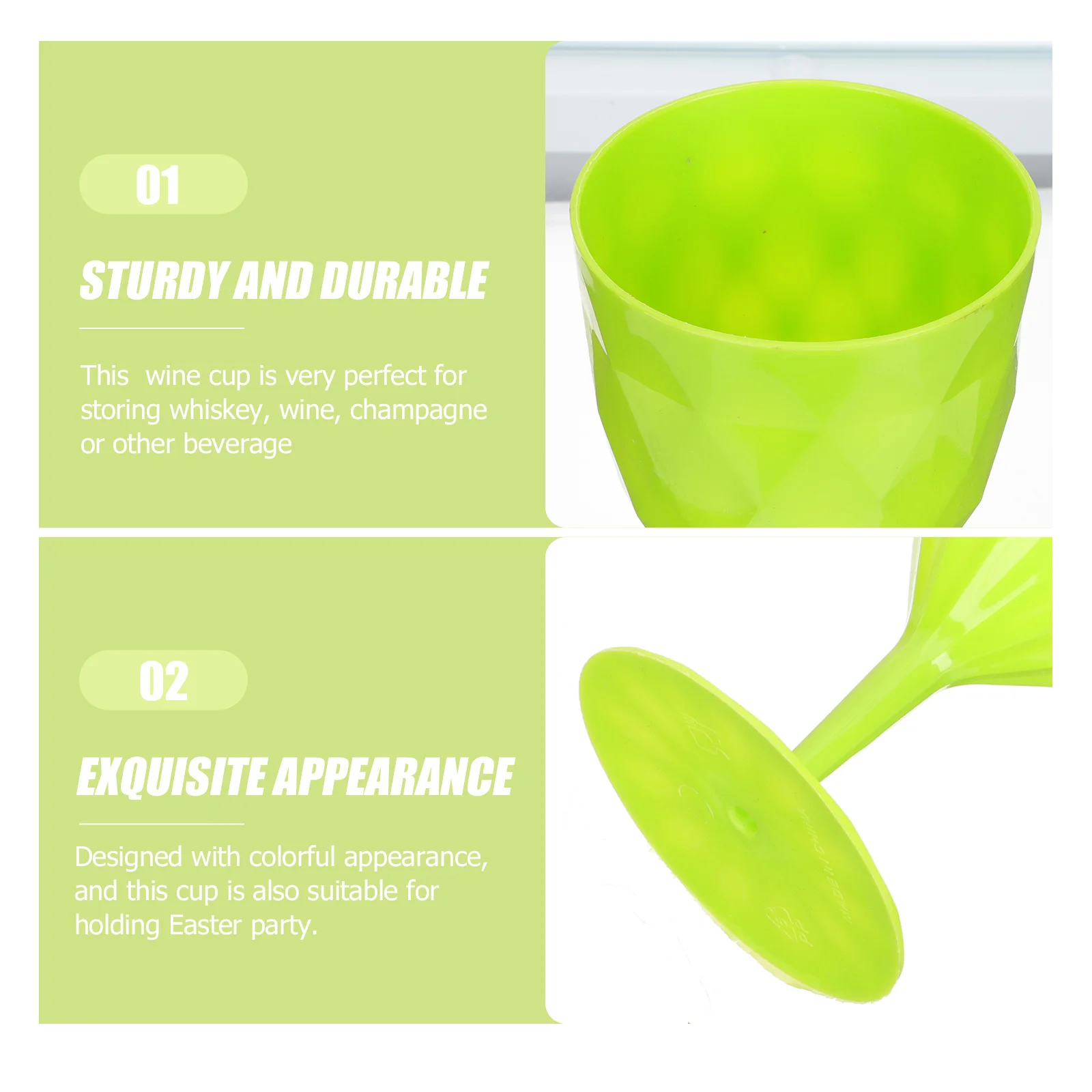 

6Pcs Colorful Wine Goblets Plastic Easter Party Cups Decorative Cocktail Glasses for Home Bar Beverage Plastic Wine Goblet