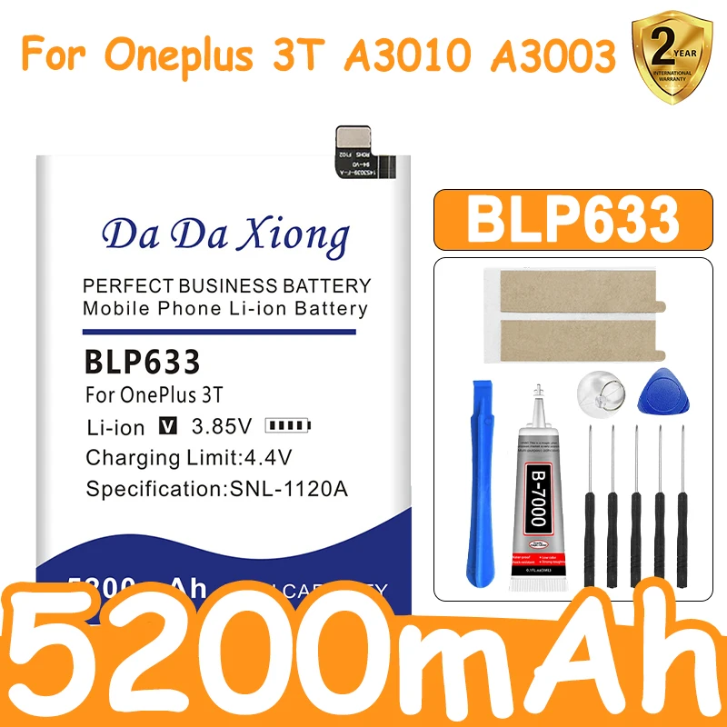 5600mAh BLP633 For Oneplus 3T A3010 A3003 Retail Package Cell Phone Battery + Free Tools