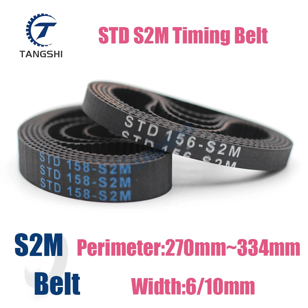 STD S2M Closed Loop Rubber Timing Belt Width 6/10mm Length S2M-270 272 274 276 278 280 282 284 286 288 290 292 294 296 298~334mm