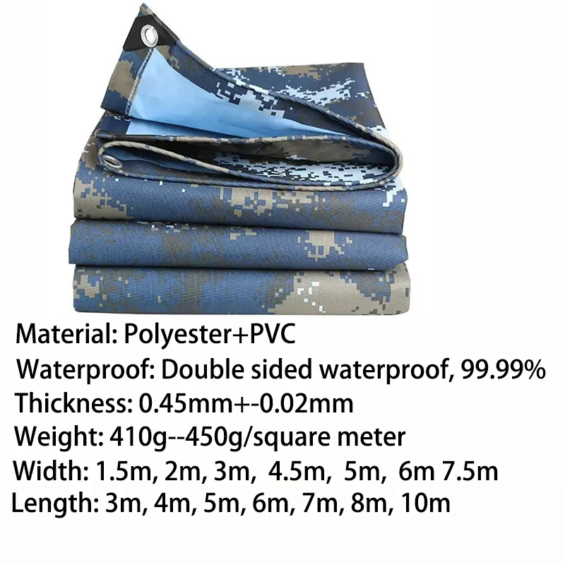 Thickened Large Tarpaulin Waterproof Rain Cover 2*3m 4 3*5 4.5*4 6x6 8 10 Canopy Canvas Tarp Awning Car Garden Boat Camp Blue