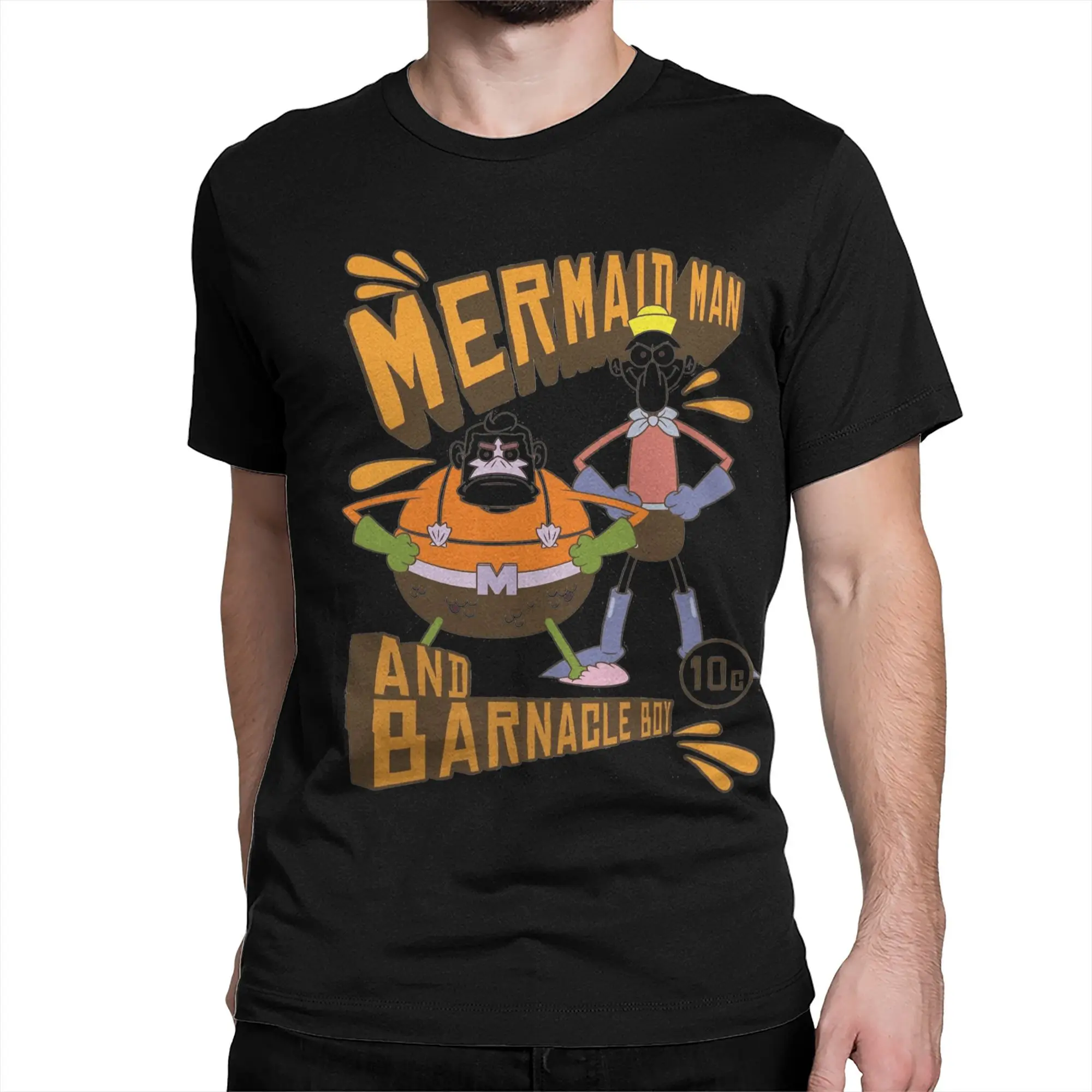 SpongeBobed Mermaid Man And Barnacle Boy Accessories Men Women T Shirt Cotton Tee New Arrival  T-shirt Clothing