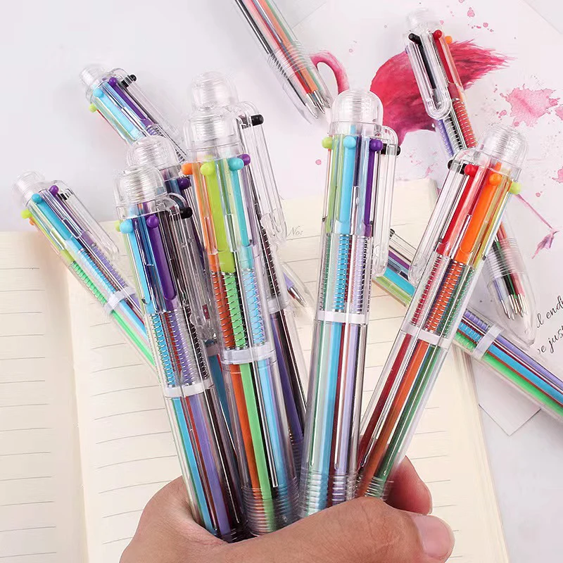 3 Pcs New Novelty Multicolor Ballpoint Pen Multifunction 6 In1 Colorful Stationery Creative BallPen Oil Pen School Supplies