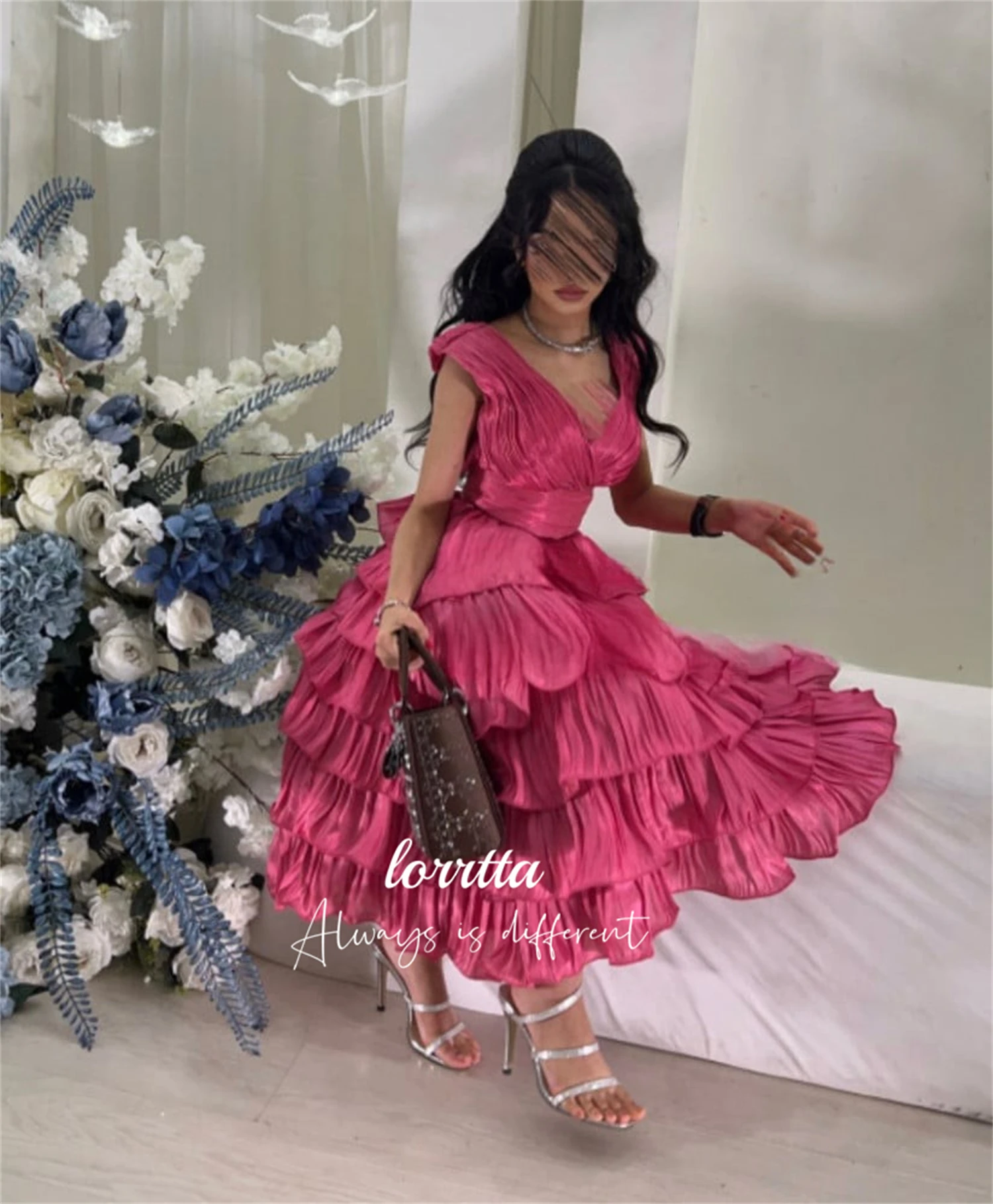 Lorrtta-vestido de fiesta con volantes y cuello en V para mujer, traje de noche de Cóctel, Vestidos de invitados de boda, vestidos de baile de