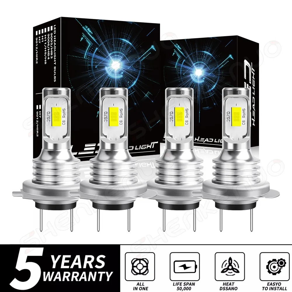4PCS H7 LED Headlight KIT Combo Bulbs High Low Beam Super Bright White 6000K