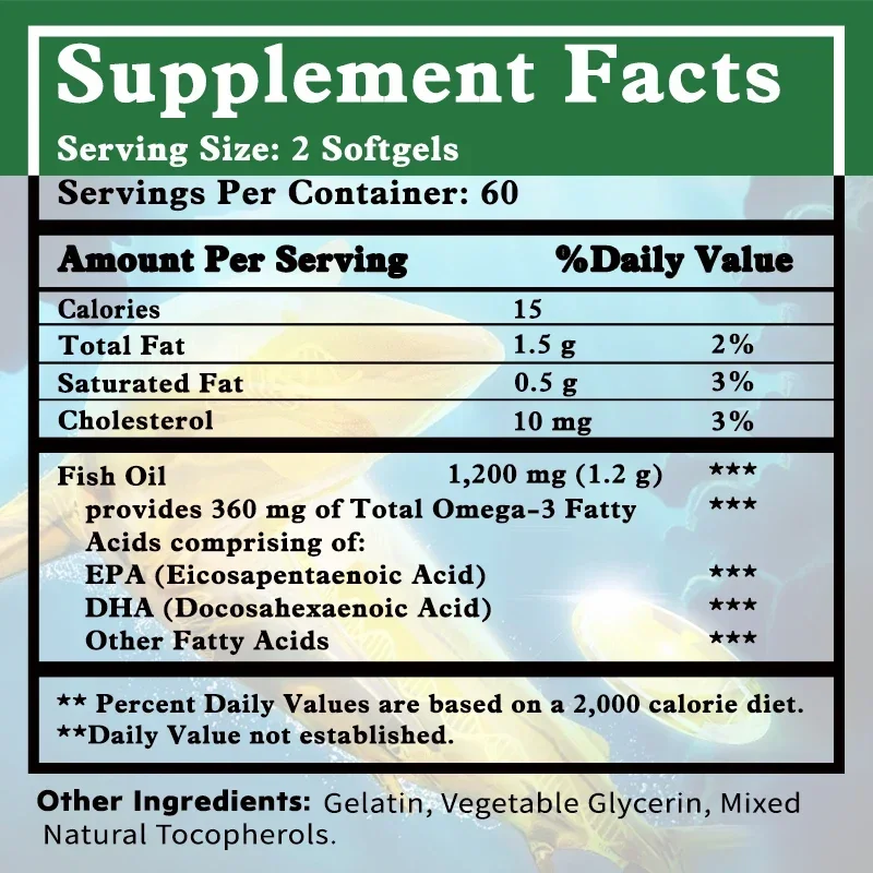 Fish Oil - with DHA and EPA, Protects Eye Fatigue, Cognitive Function, and Learning Ability