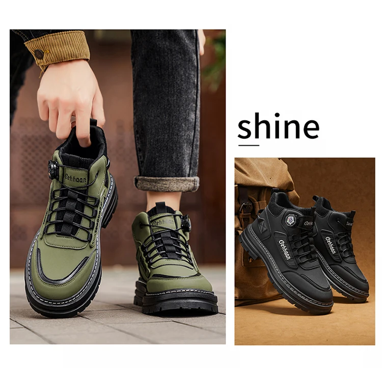 Herren-High-Top-Stiefel, Stofffutter für hohen Komfort, geeignet für Outdoor-Sportarten und den täglichen Gebrauch. – Detail 3