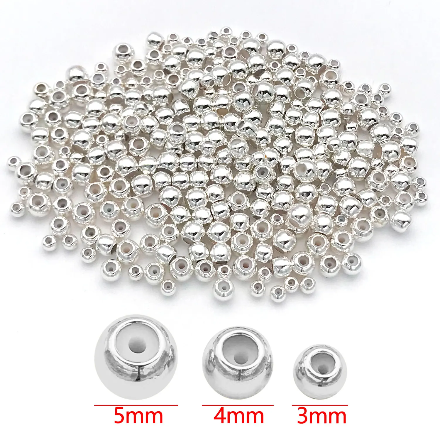 10pcs 3/4/5mm 18K 진짜 골드 도금 황동 위치 비즈, DIY 팔찌 목걸이 쥬얼리에 대 한 실리콘 구슬 액세서리 만들기 썸네일 2