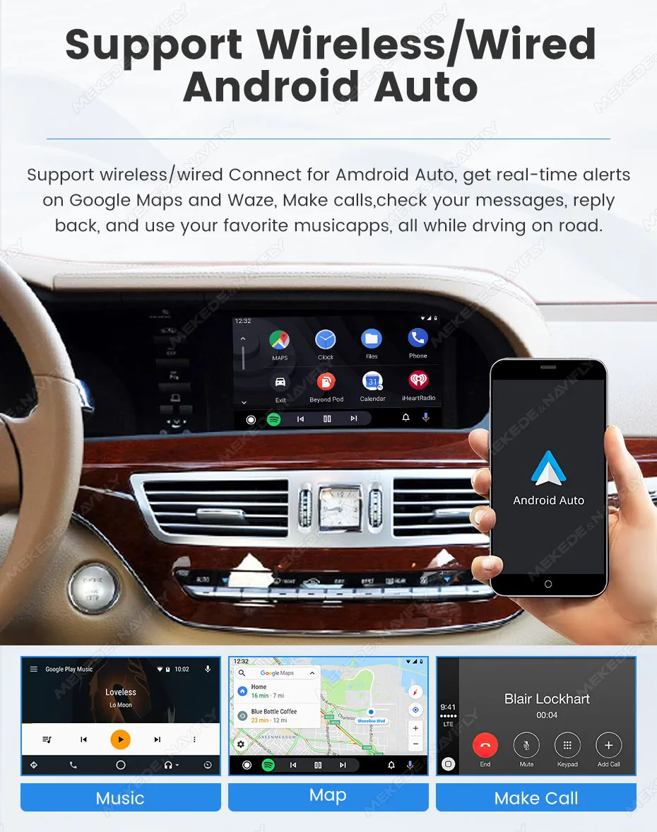 MEKEDE Neu eingetroffener kabelloser CarPlay Android Auto Decoder für Mercedes Benz S-Klasse W221 NTG3.0 NTG 3.5 BT Mirror Link Auto-Modul – Detail 9