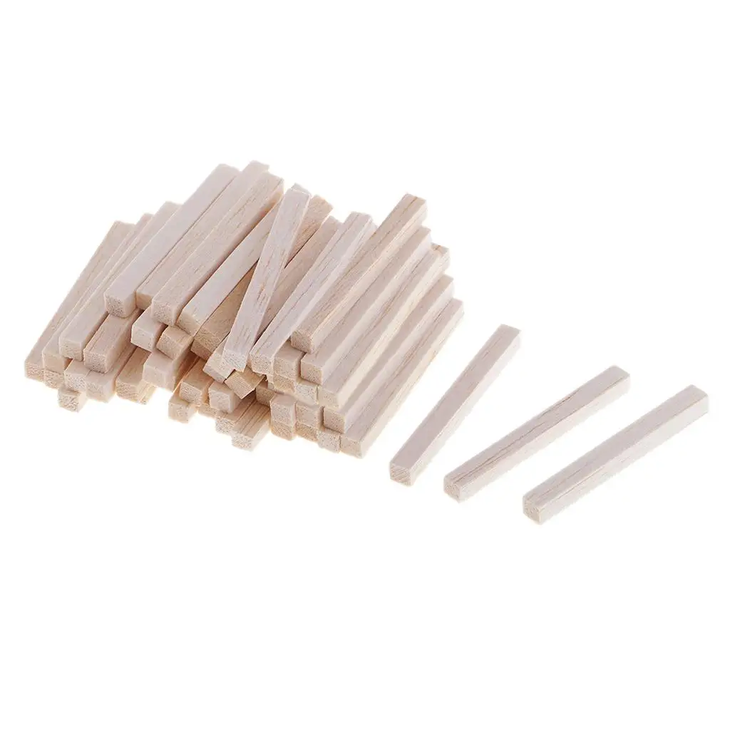 60 Stuks 5X5X50Mm Balsa Hout Stok Onafgewerkt Houtsnijwerk Rechthoek Houten Stok Plug Blokken