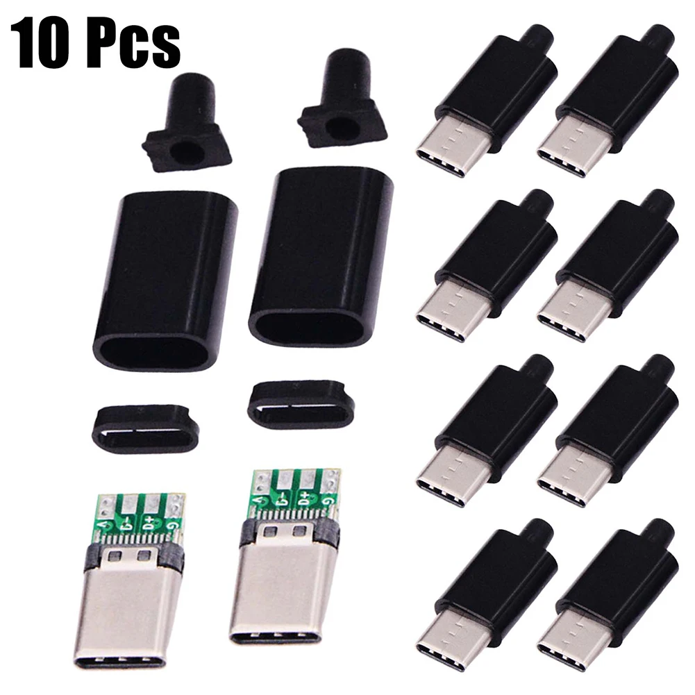 USB 3.1 Type C Male Plug PCB Board Welding Line With Black White Shell 5V 4 Needles Electrical Equipment Parts Tool accessories