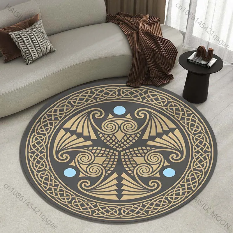 Vintage ornamental pattern design Printed round carpet living room sofa table carpet large pet mat soft round carpet home decor