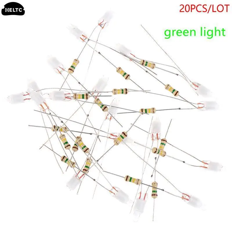 20Pcs Green Indicator Neon Light Sign F4 Neonlight With Resistor 4*10mm Glow Lamp Accessories