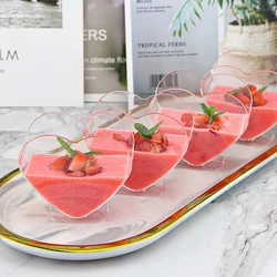 20PCS 80ml Thickened Heart Shaped Dessert Bowl Reusable Mousse Container Heart Shaped Transparent Edible Plastic Dessert Cup