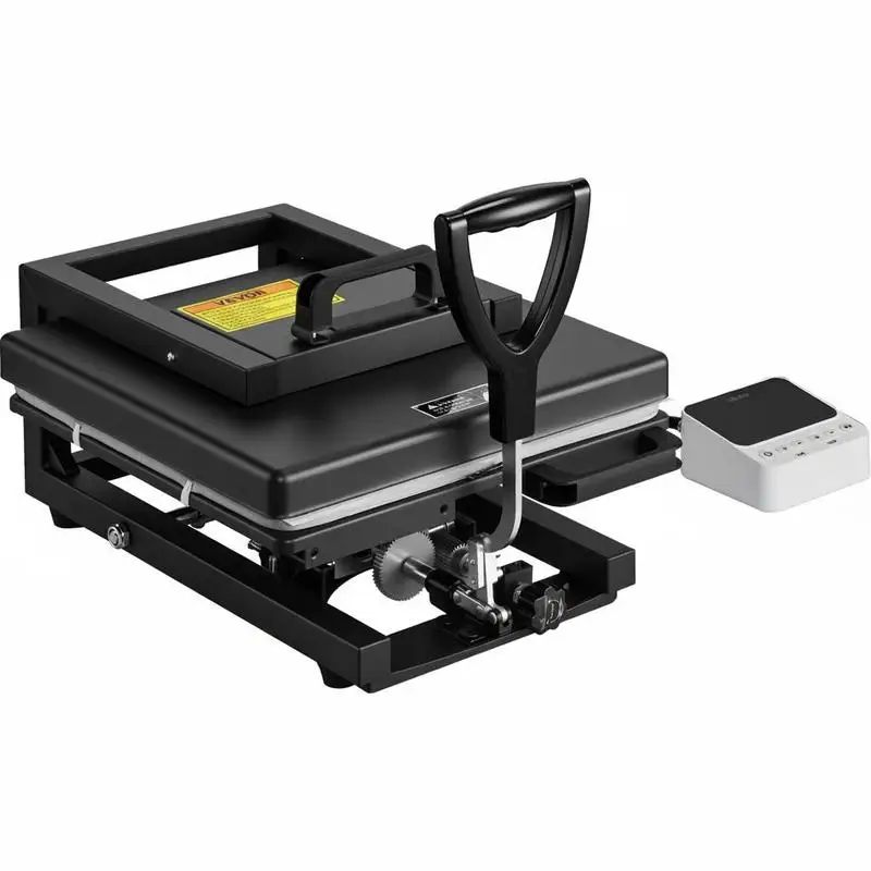 Presse à chaleur multifonctionnelle 5-en-1 38 x 38 cm, chauffage rapide et uniforme, presse à sublimation pour t-shirts/tasses/casquettes/assiettes, noire