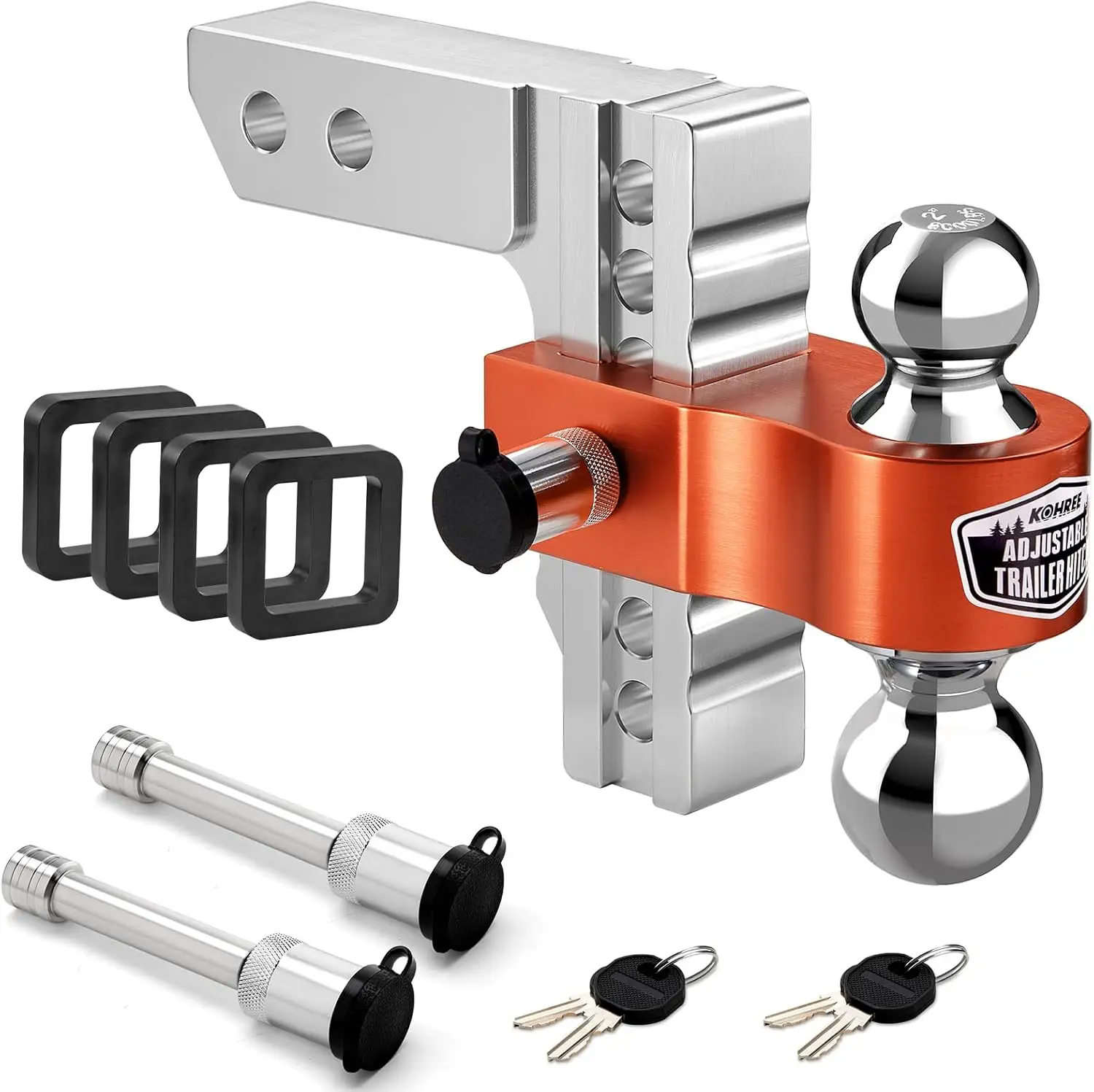 

Регулируемая сцепка прицепа подходит для 2-дюймового приемника, двойной сплошной шарик 2 дюйма и 2-5/16 дюймов (12,5 фунтов GTW), сверхмощный алюминий с падением и подъемом 6 дюймов