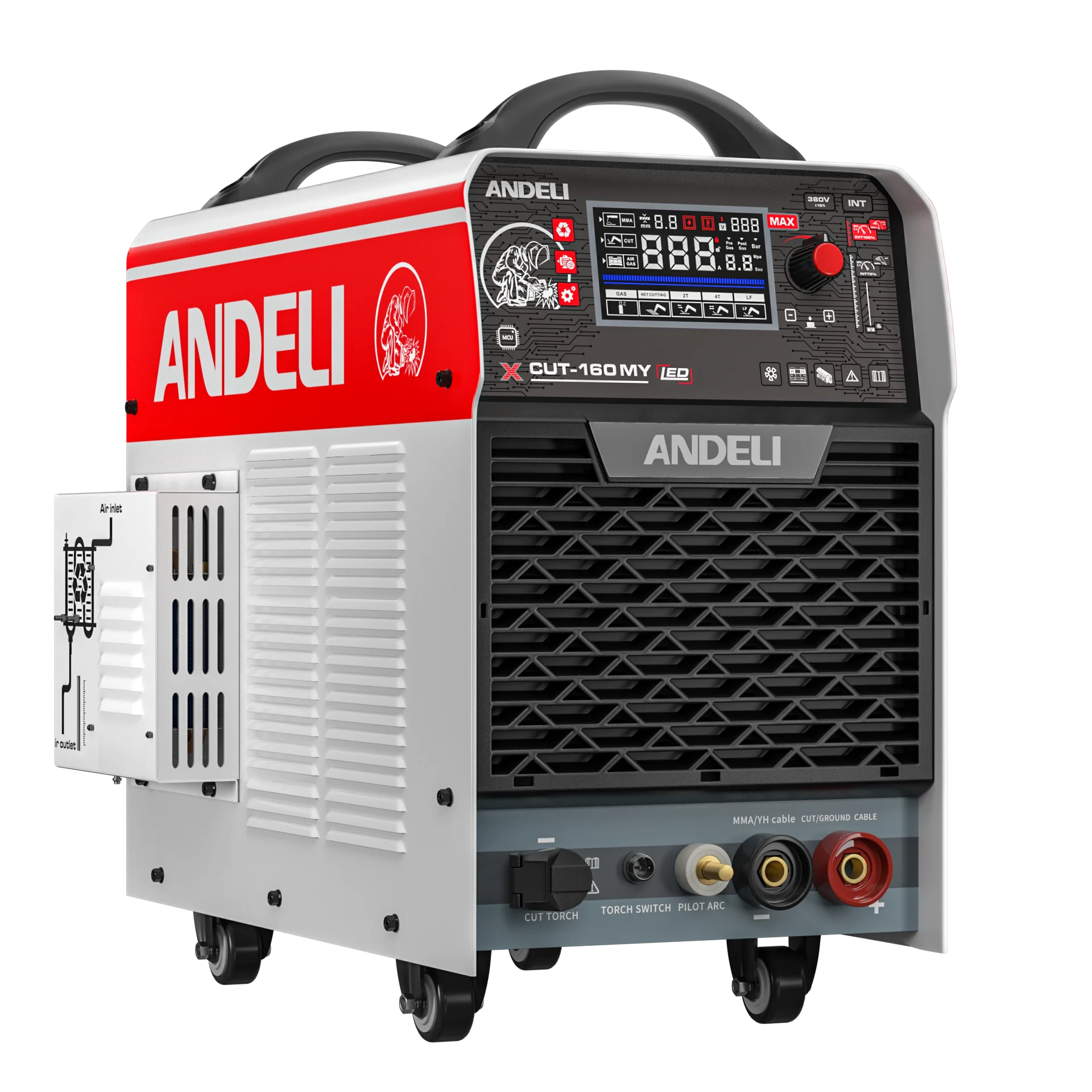ANDELI  CUT -160 Manufacturer Industrial Arc Plasma Cutting Machine Built-In Air Compressor MMA & HF Plasma Cutter Inverter 380V