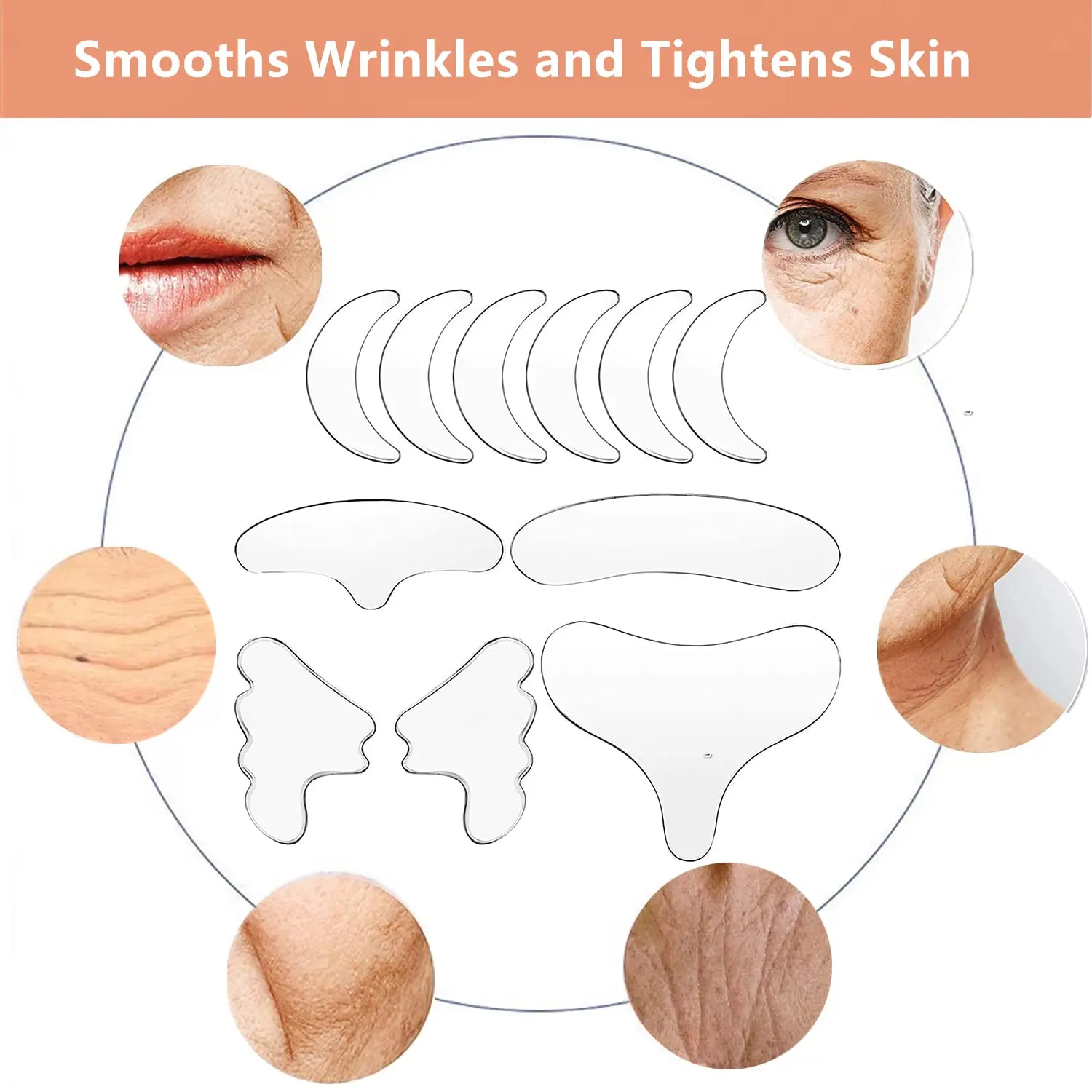 Nuovi strumenti per la cura del viso e della pelle pettorali in Silicone riutilizzabili cuscinetti per il collo in Silicone Set di cuscinetti per la fronte cuscinetto per scollatura maschera per gli occhi guancia Stick