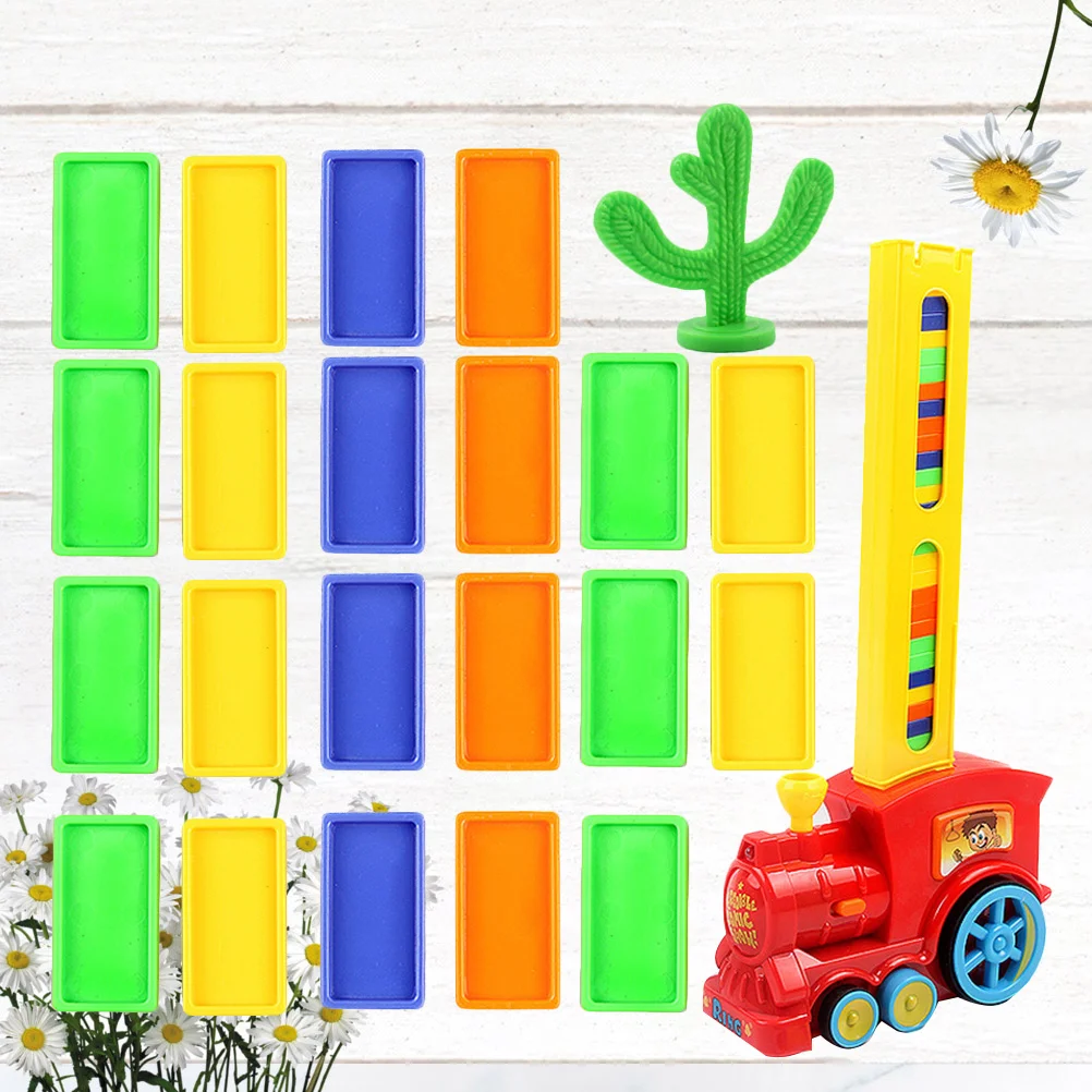 120ピース 電動列車 木製ブロック 子供向け バランスゲーム 知育玩具 ドミノ 積み木セット