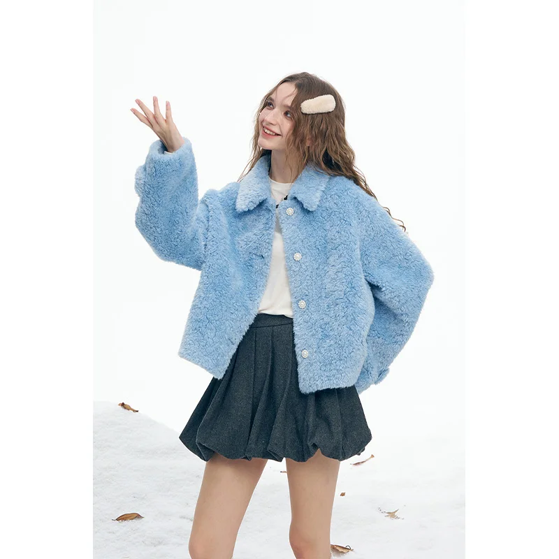 ELFSACK 2025, Winter-Neuheiten, eleganter, minimalistischer, raffinierter, einreihiger Stehkragen-Mantel aus festem Plüsch für Damen