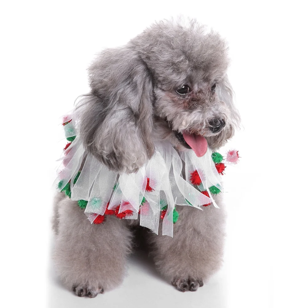 

2 pcs Pet Christmas Collar Ribbon Colorful Holiday Party Dress Up Dog Collar Decorative Elastic Necklace For Birthday Polyester