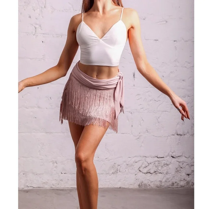 2023 neue Sommer Erwachsene Latin Dance Kleid Anzug für Frauen Halter Top Weste Fransen Kurzen Rock Set Samba Rumba Ausbildung kleidung