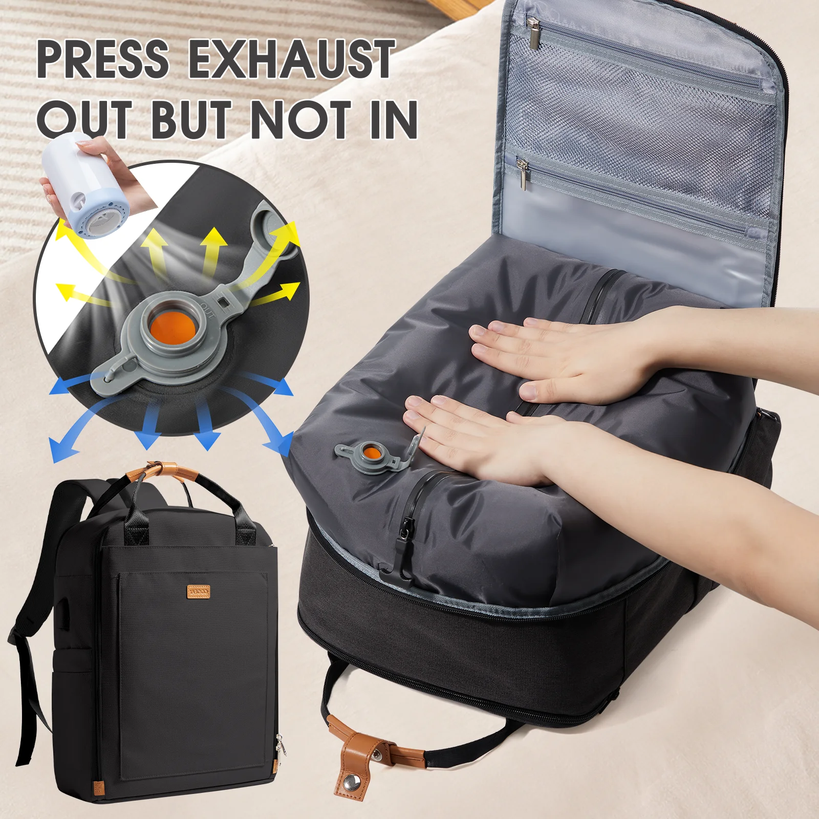 

Airplane Travel Backpack 45x36x20 Cabin Bag, Electric Vacuum Compression Backpack 15.6in Laptop Bag, Vacuum Clothing Storage Bag