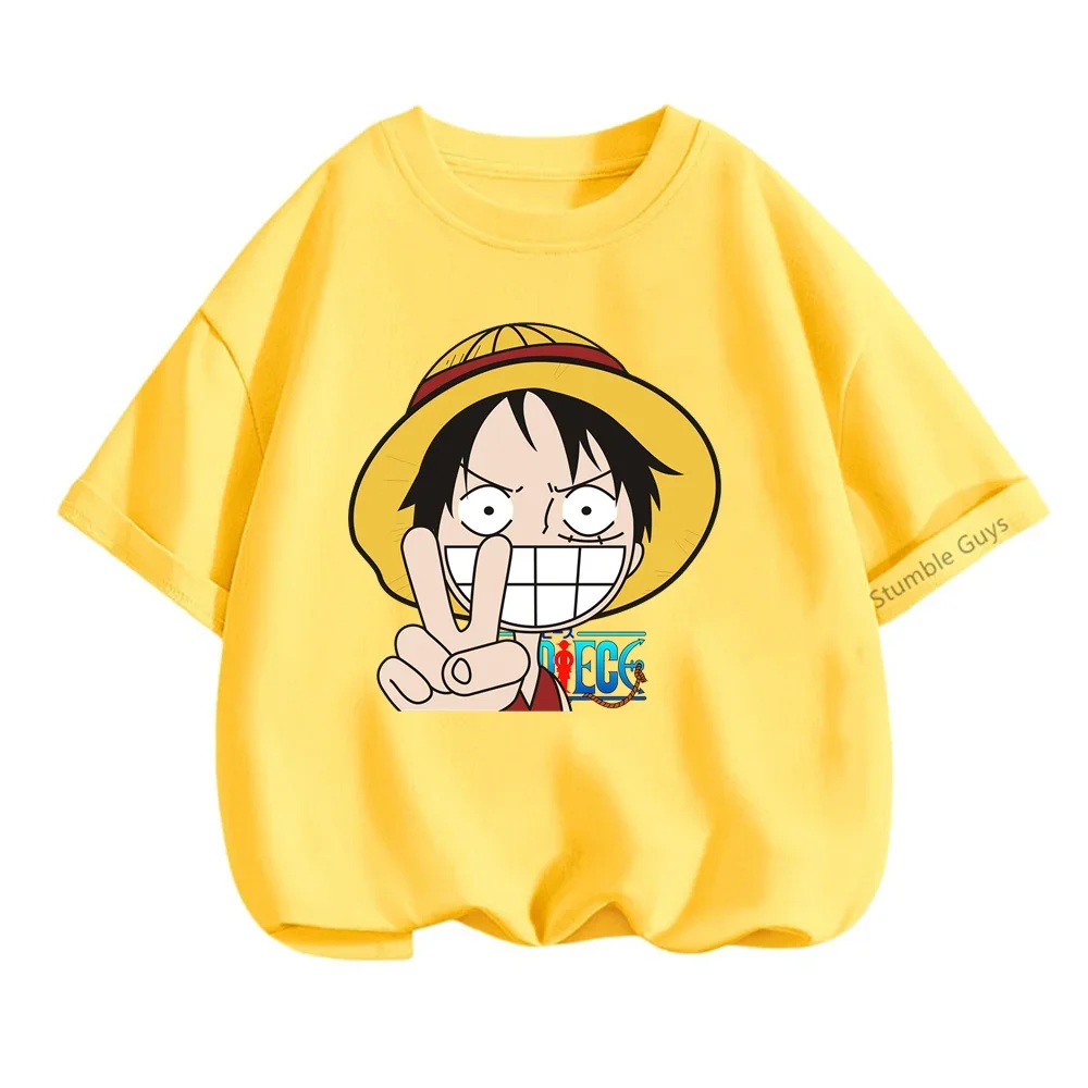 New Anime One Pieces Tshirt Kids Boys Clothes Girls Luffy T Shirt Boy Clothing Zorro T-shirt Summer Teen Short Sleeve Tops Tees