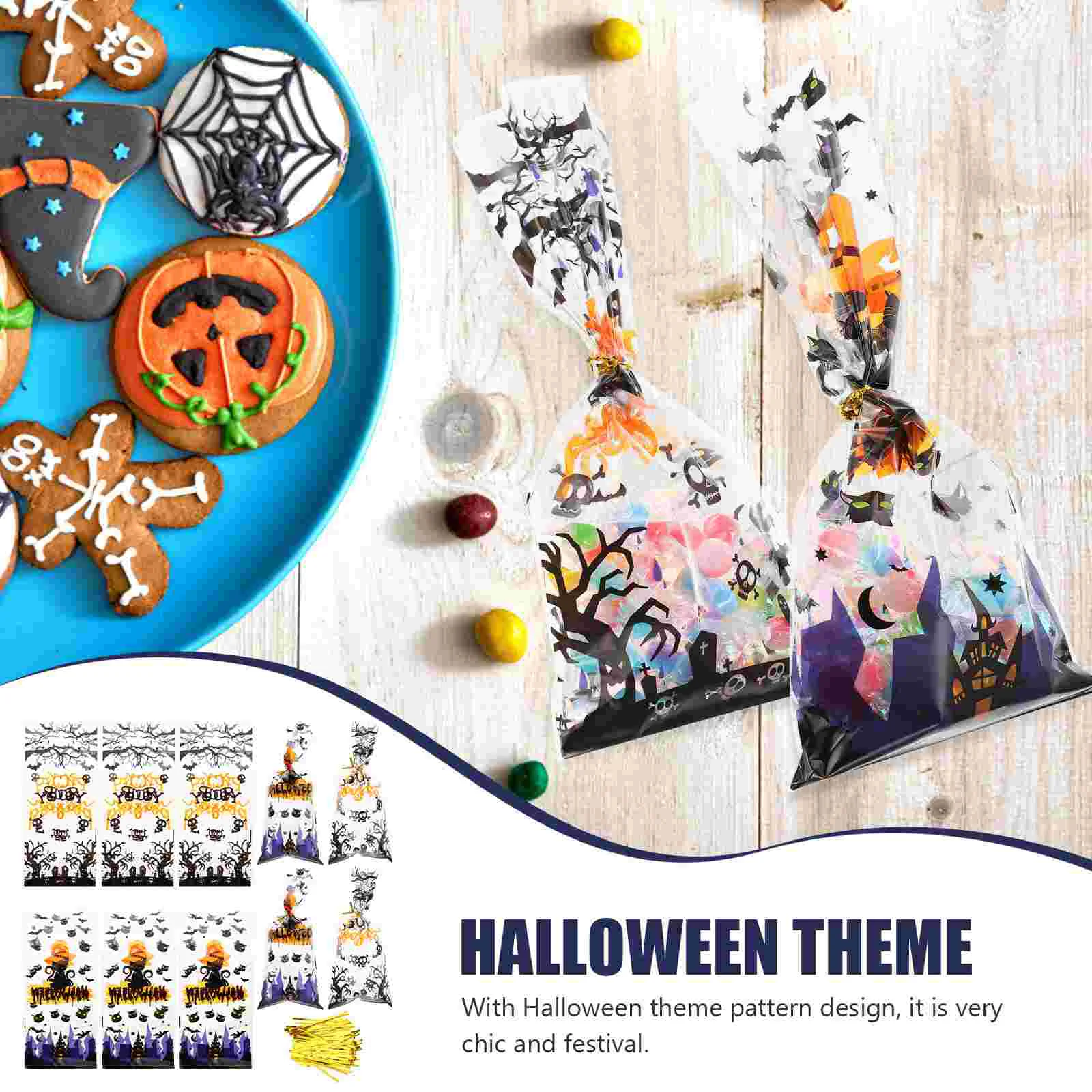 2 Sets Halloween Goodie Bags Gift Birthday for Presents Biscuits Polypropylene (opp)