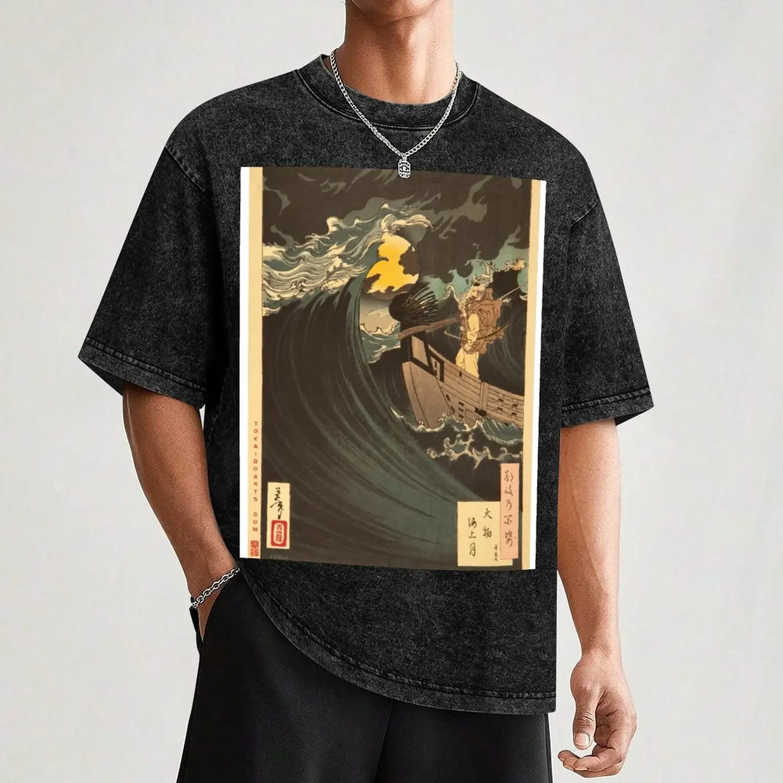 القمر فوق البحر في خليج دايموتسو (بينيكي). تي شيرت قمصان عصرية رخيصة الثمن للأولاد قميص تمرين للرجال #3