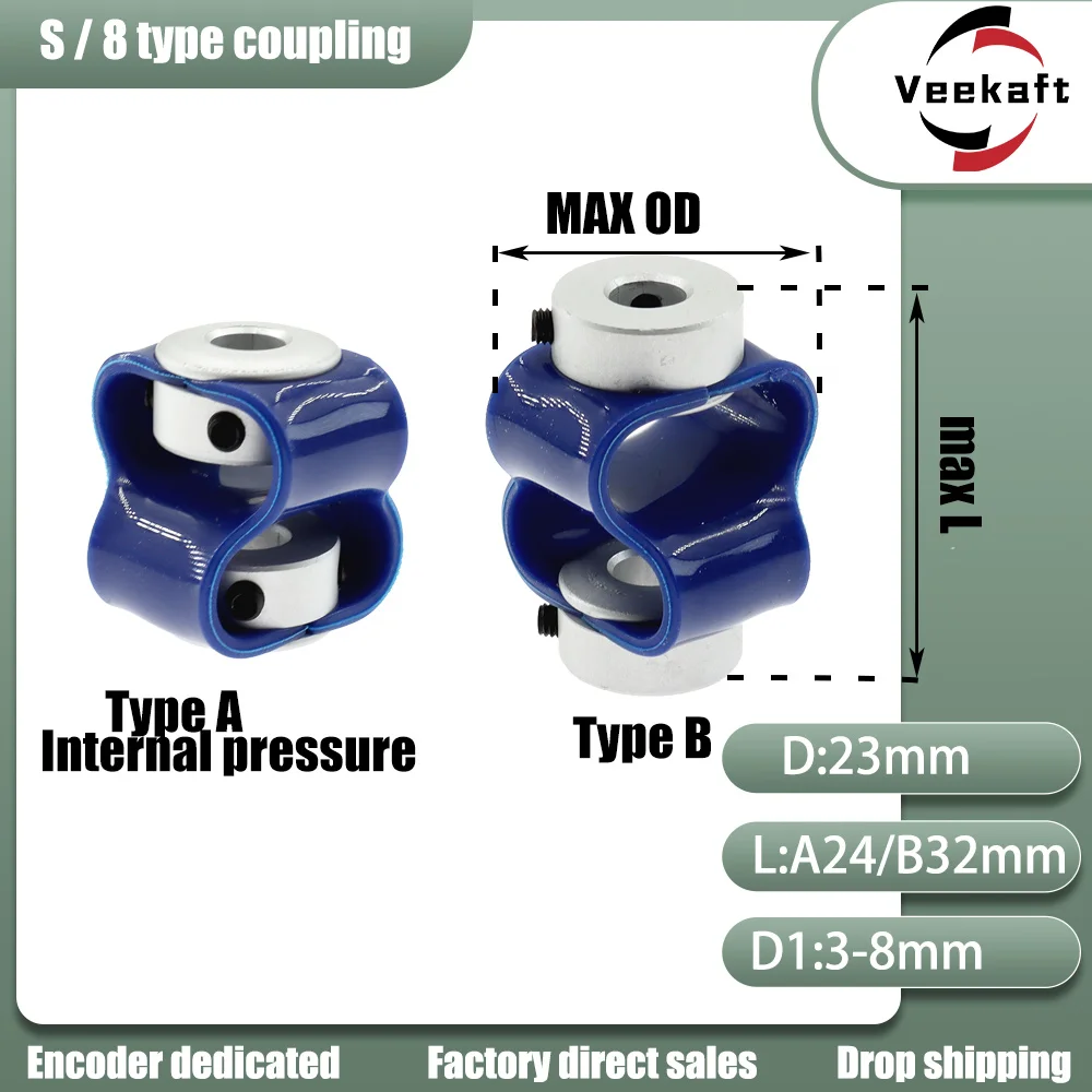 Coupling  D23L24 D23L32  S-type Plastic Flexible Eccentric Declination Plastic Elastic Motor Encoder 8-shaped Coupling coupler
