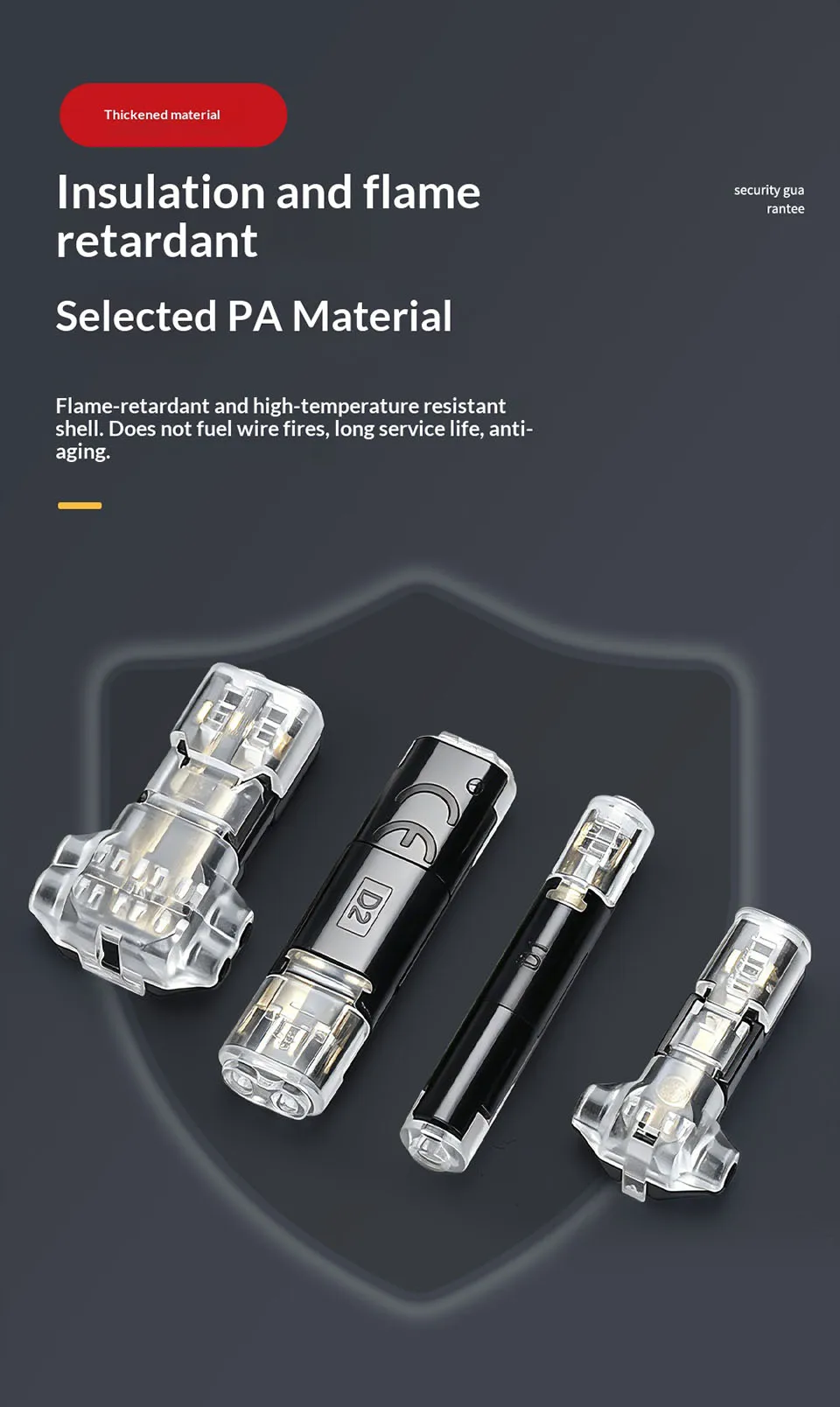 D2 Schnellanschlussklemme LED-Leuchten Stecker-Buchse Push-in-Anschlüsse 2/3-polig Universelle Druckklemmen Nicht-Abisolierende Kabelverbinder – Detail 4