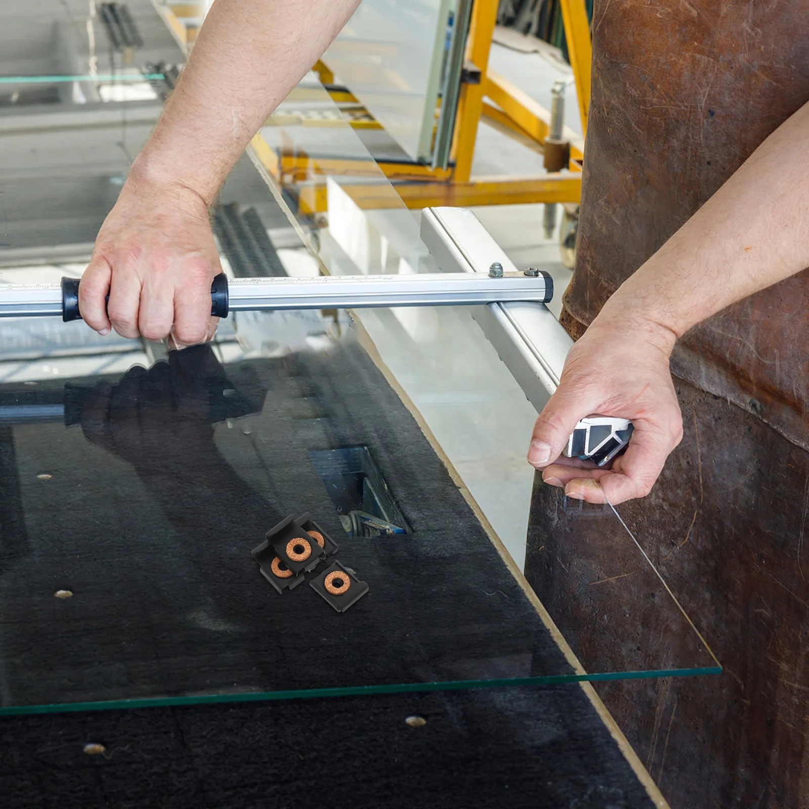 

4pcs Fixing Clips Heavy Duty Metal Hanging Clips For Wall Mounted Glass Mirror Easy Installation Bathroom Makeup Mirror Holder