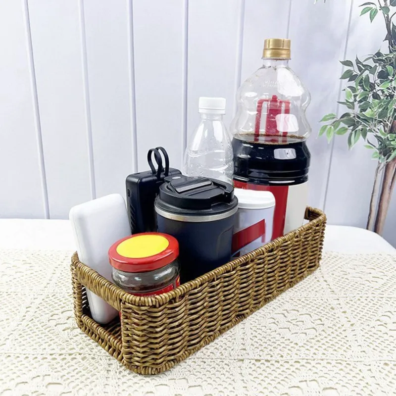 ABGH-Multi-Purpose For Kitchen, Bathroom Storage Baskets In PP Material-Modern Rectangular Dual-Port Design