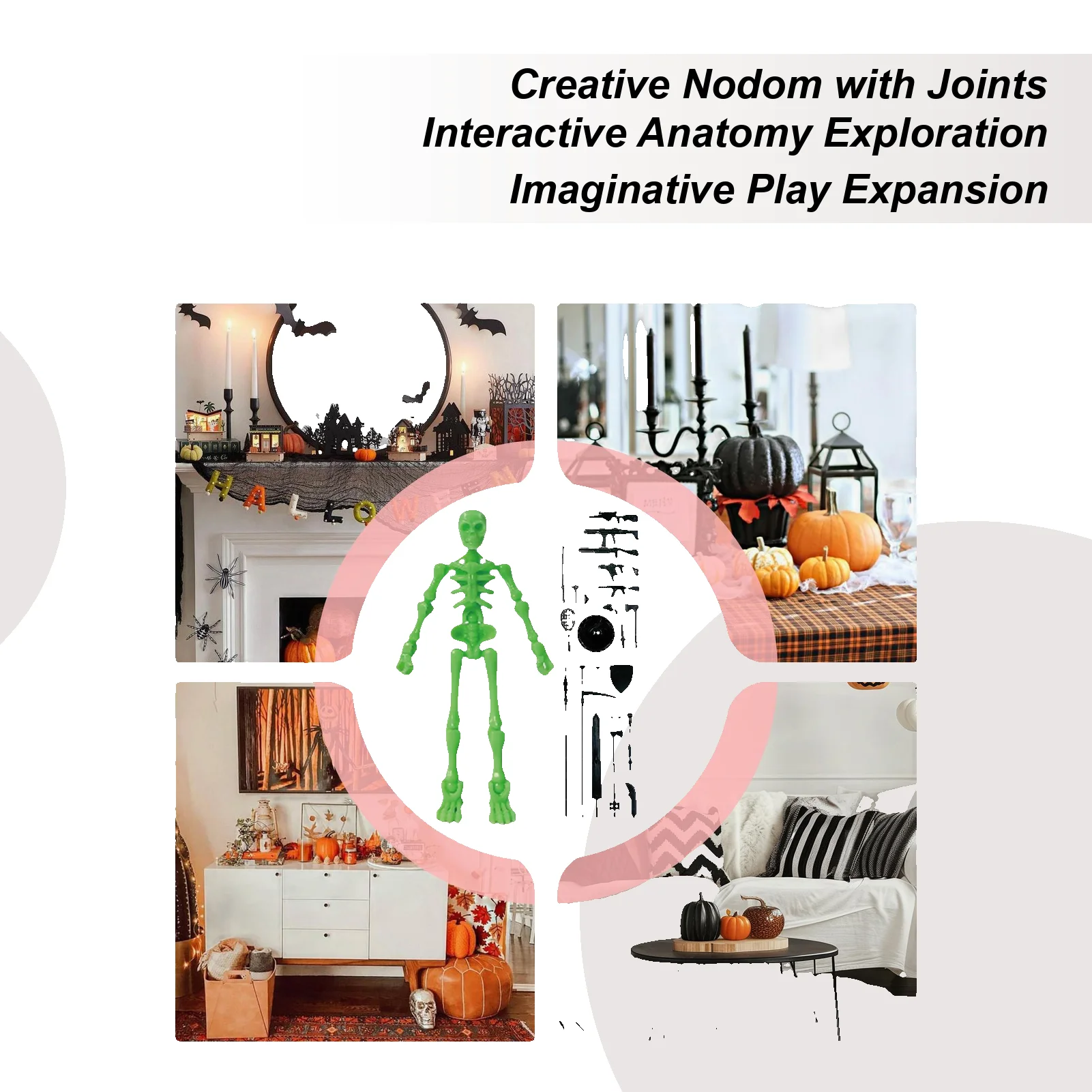 

Movable Joints Action figure Model Realistic Horror Statue Role-Playing Skeleton Toy Small Decoration with Multiple Accessories