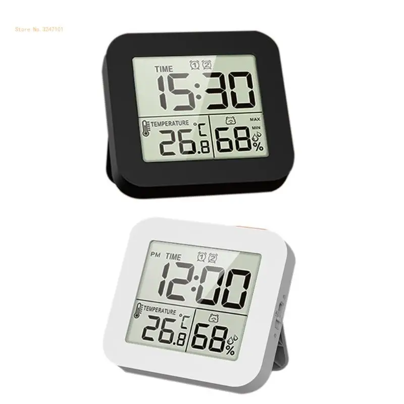 

Easy To Read Battery Operated Alarm Clock Desk Clock with Temperature and Humidity Display for Home Use Travel Clock Dropship