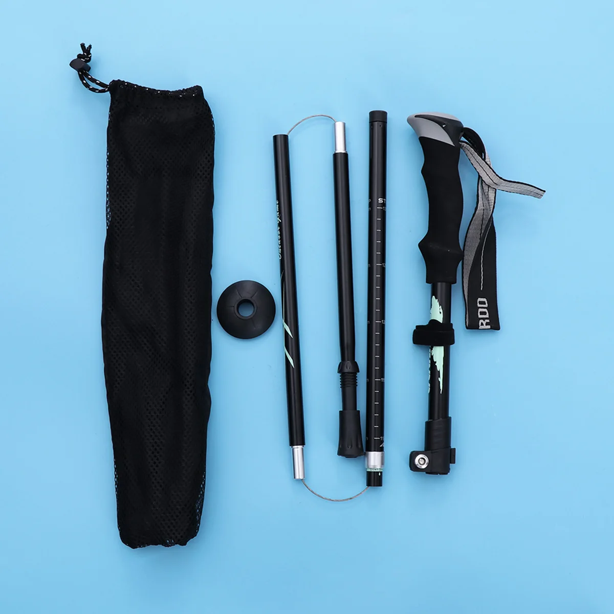 

Multi-Section Aluminium Alloy Trekking Pole Lightweight Folding Wear Resistant Anti-Shedding Cross- Stick Black