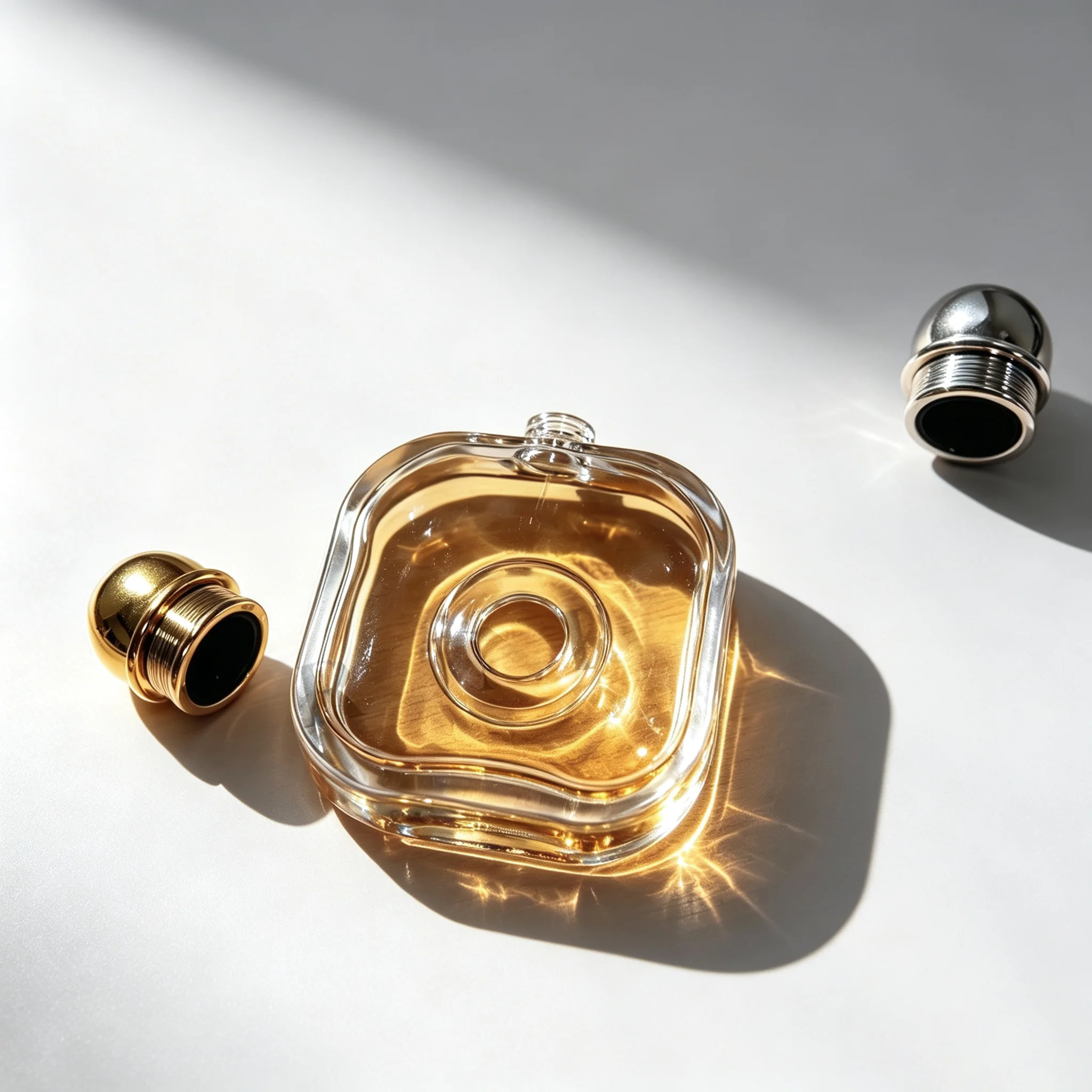 Luxury 50ml Empty Reed Diffuser Glass Bottle, Fragrance Essential Oil Vial with Spherical Metal Cap for Home Room Decoration