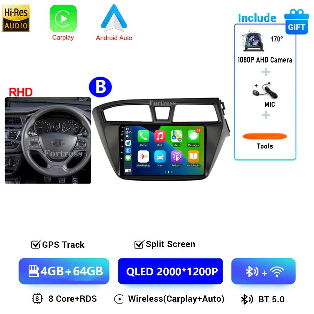 Auto radio voor Hyundai i20 2 II GB 2014 - 2018 Android 16 inch scherm Multimedia autoradio navigatie stereo videospeler Carplay Auto