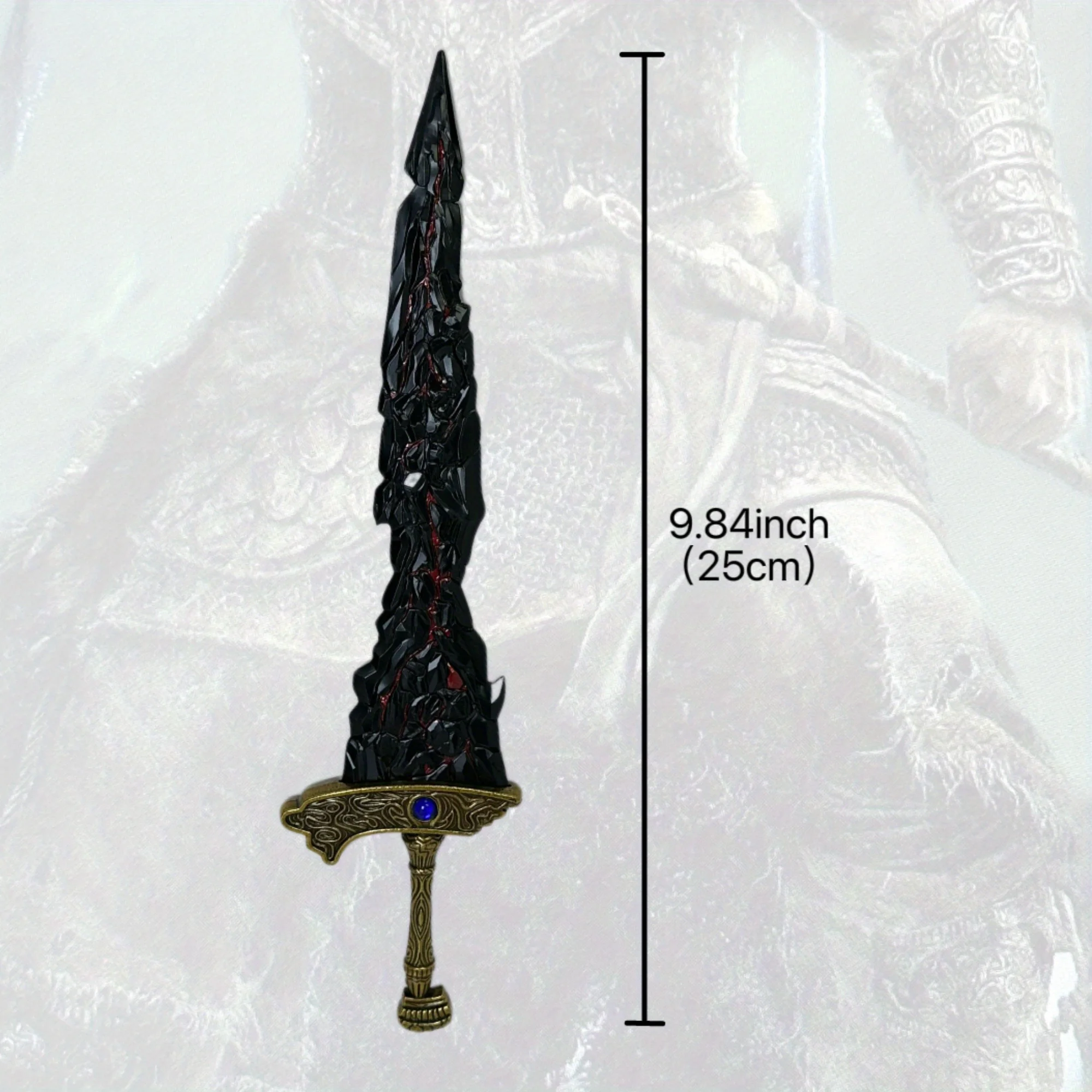 Espada katana de metal com lâmina preta de elden maliketh, 11 polegadas, sabre japonês katana, faca ninja original, acessórios de cosplay, brinquedo adereço