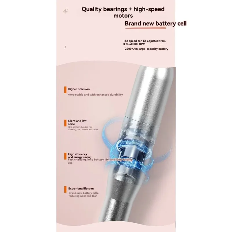 

Портативное маникюрное устройство-для домашнего и салонного использования-высокоскоростная электрическая пилочка для ногтей с 6 насадками для шлифовальной головки A62X