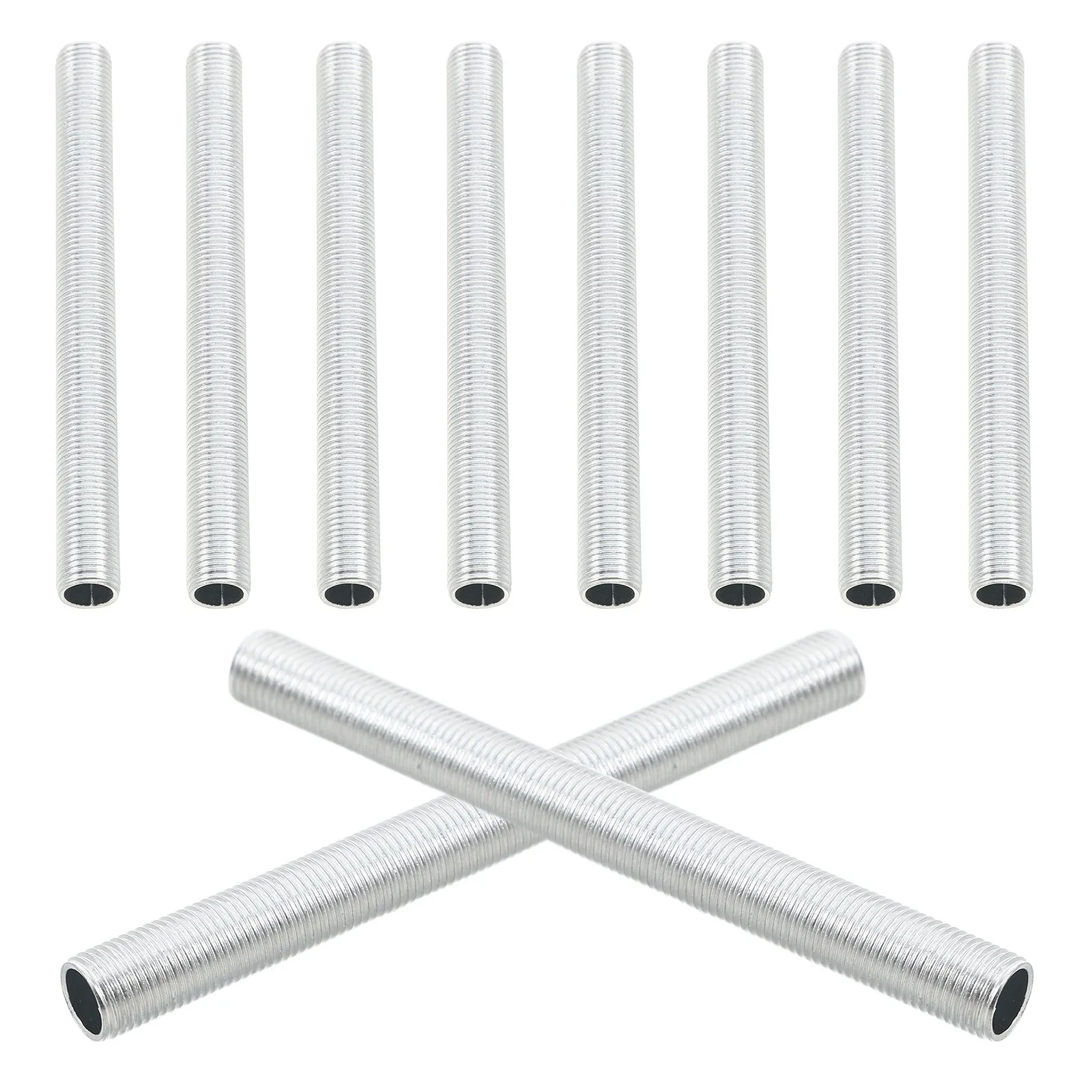 10Pcs M10 Threaded Wall Sconce Connector Rod Hollow Iron Lamp Extension Pipe 4 Inch Light Fixture Repair Parts Pendant Light