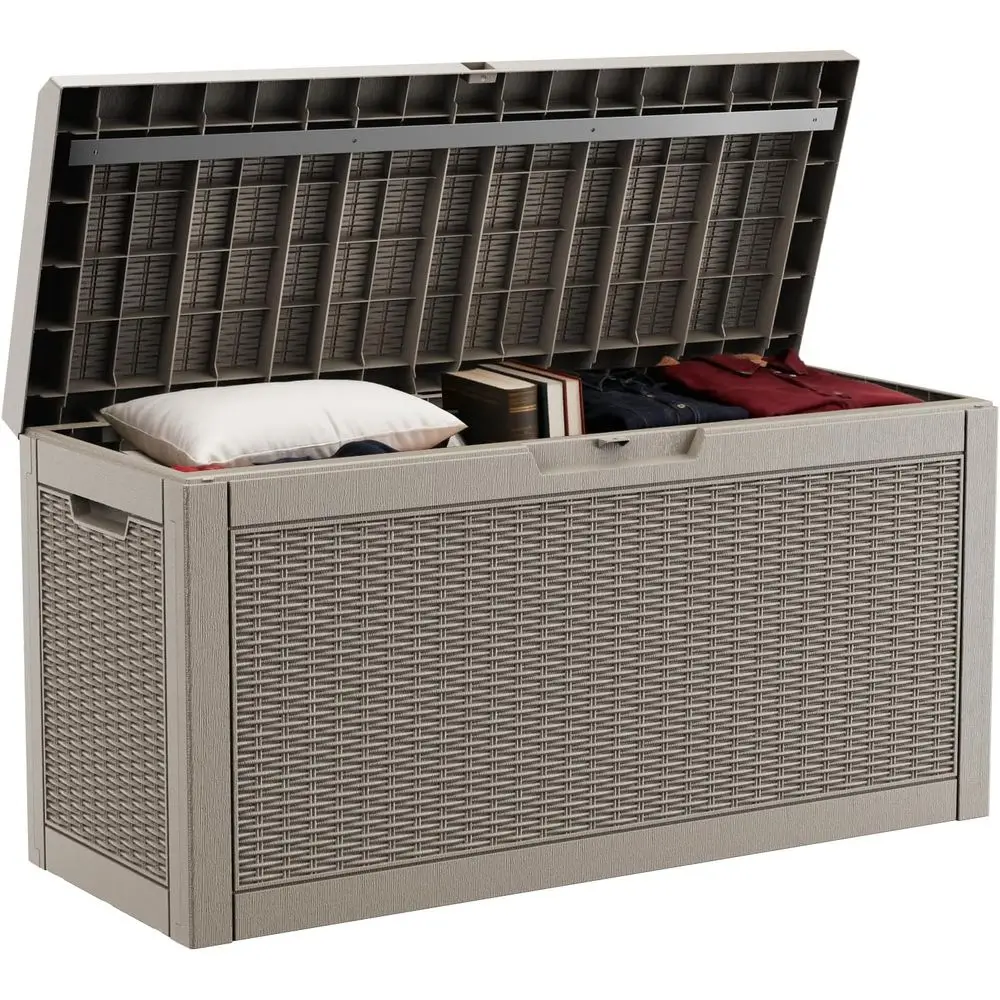 

60 Gallon Weatherproof Outdoor Storage Box for Patio Furniture, Cushions, Gardening Tools, and Pool Supplies (Gray)