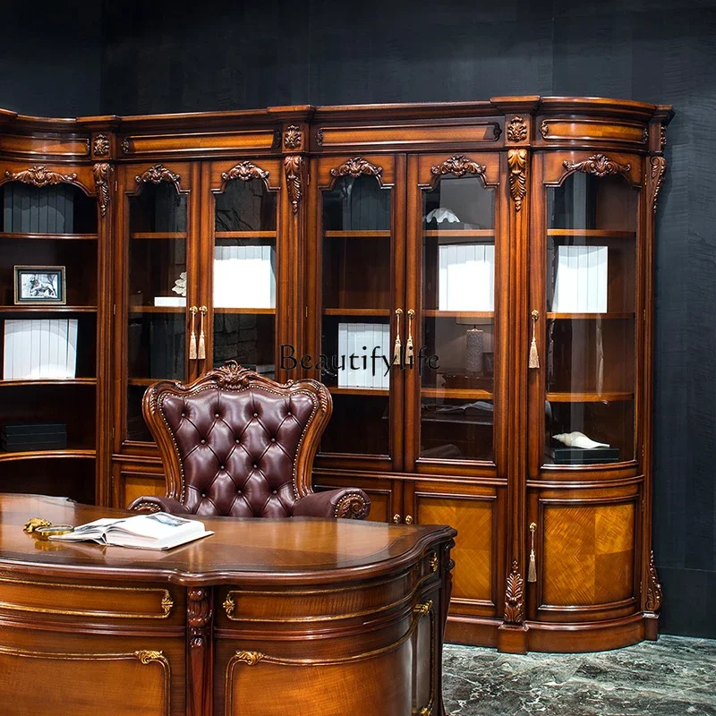 D38American country classic old display cabinet household combination bookcase furniture