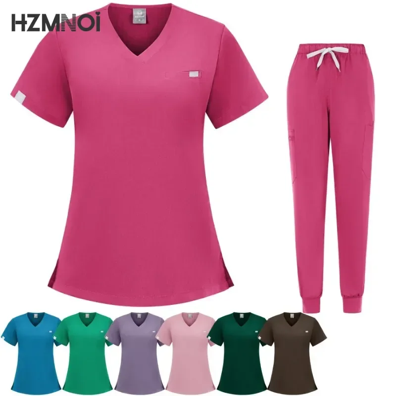 Doctor Nurse Work Uniform Summer Clothes Beauty Pet Hospital Dental Operating Room Hand Washing Clothes Set Scrubs Women